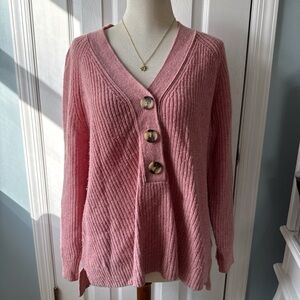 Madewell Pink Ribbed Cardigan Sweater